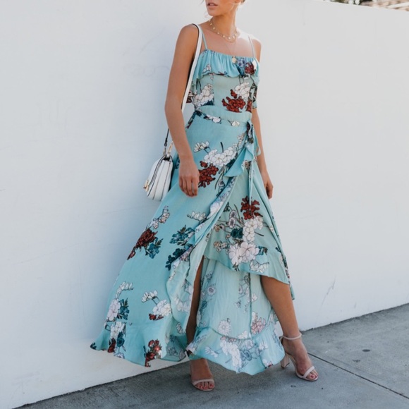 Floral Adjustable Wrap Maxi Dress - Picture 3 of 6